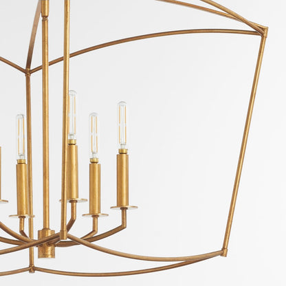 6 Light Pendant, Gold Leaf