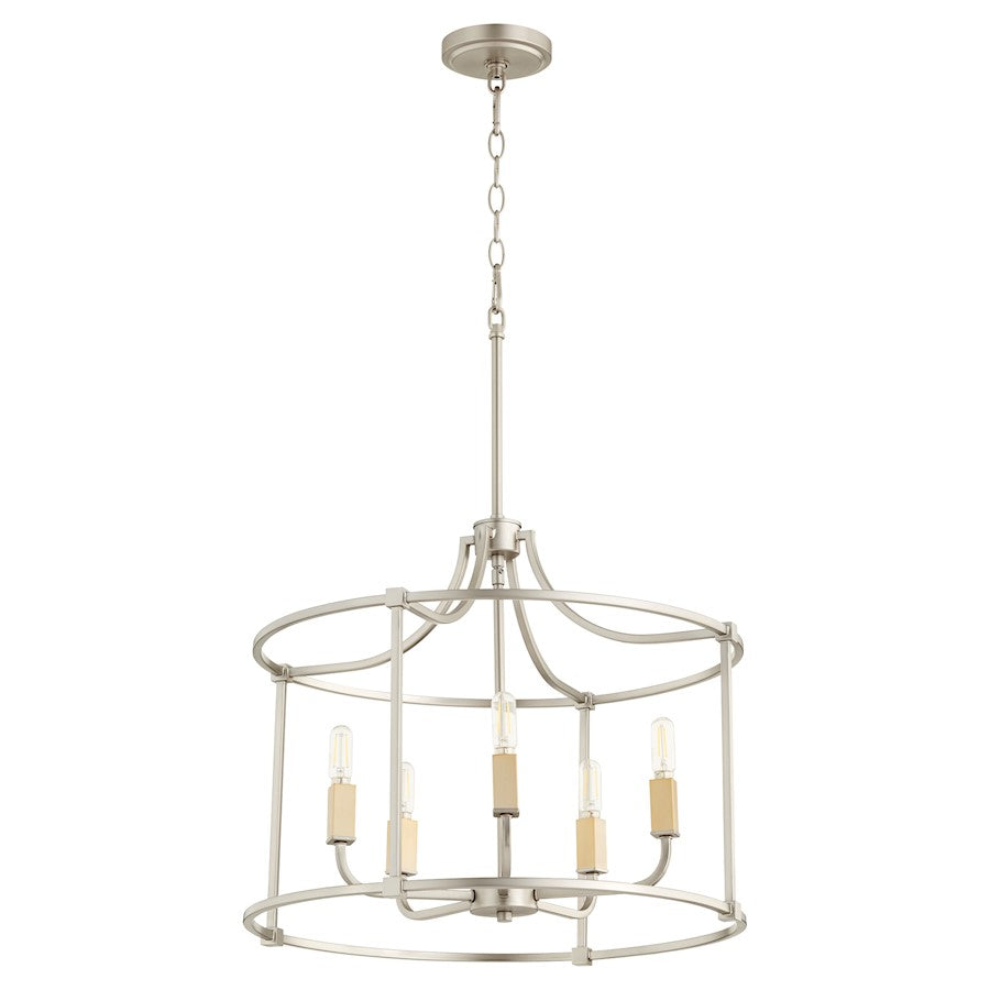 Quorum Olympus 5 Light Nook Pendant, Satin Nickel