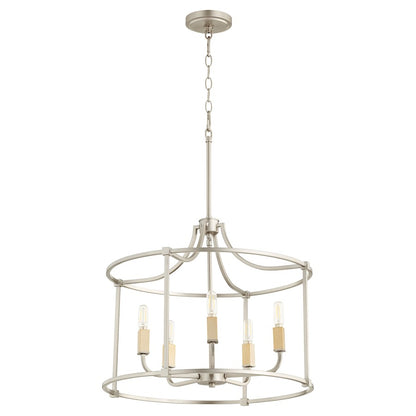 Quorum Olympus 5 Light Nook Pendant, Satin Nickel