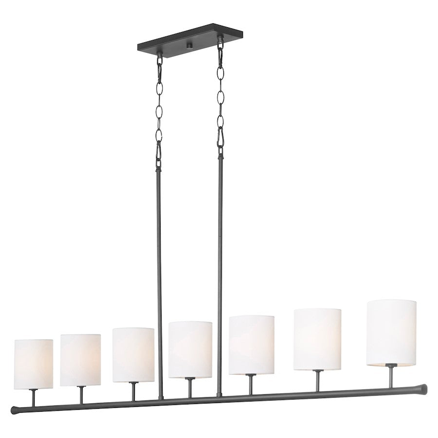 7 Light Linear Chandelier, Matte Black