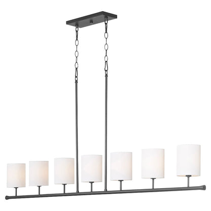 7 Light Linear Chandelier, Matte Black