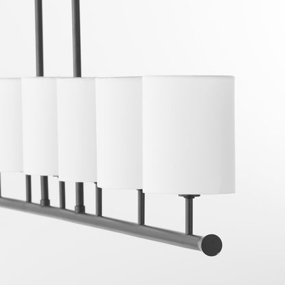 7 Light Linear Chandelier, Matte Black