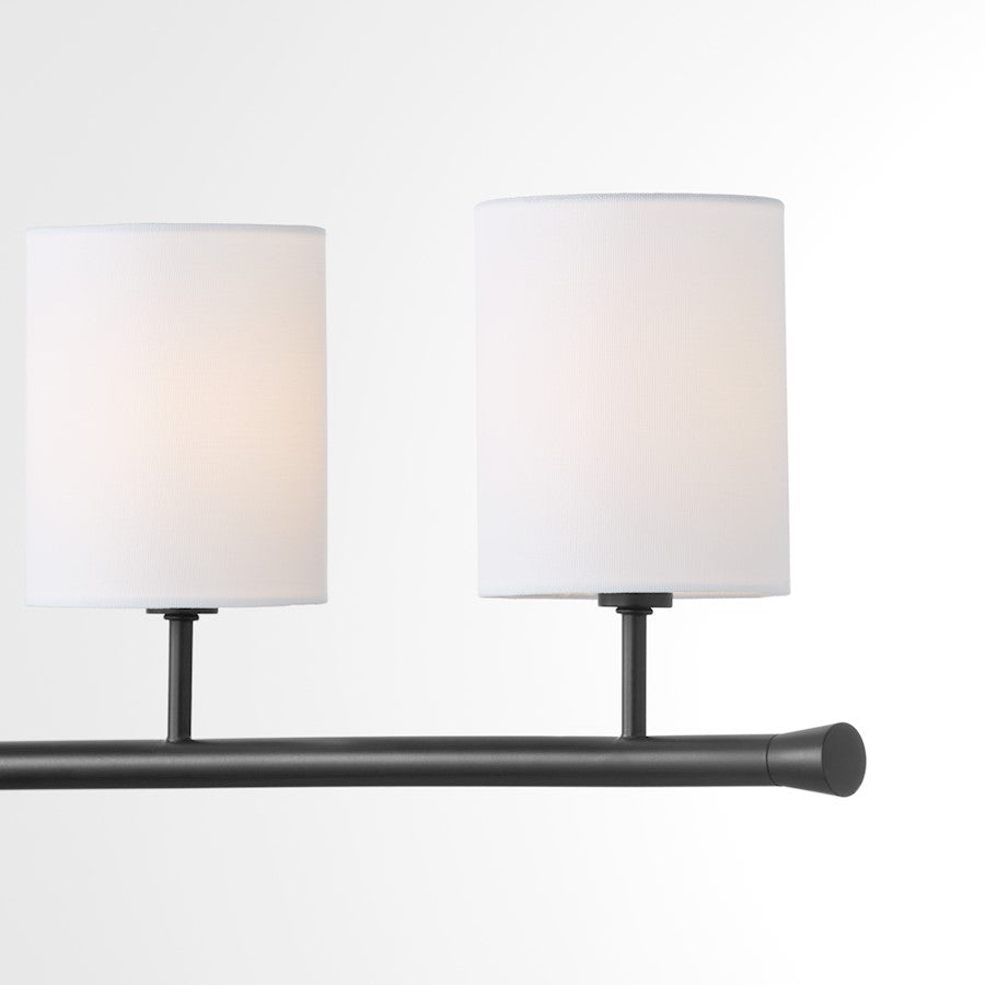 7 Light Linear Chandelier, Matte Black