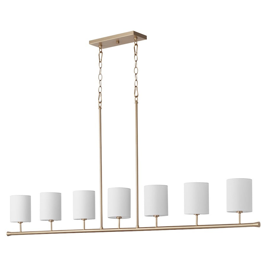 Quorum Harmony 7Lt Linear Chandelier, Aged Brass/White - 647-7-80