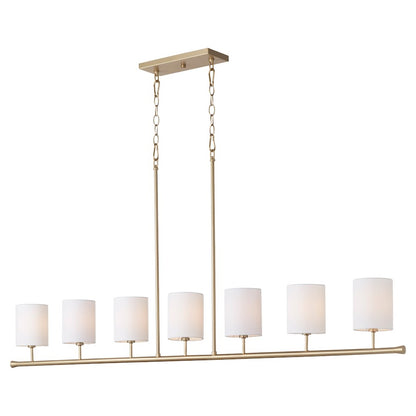 7 Light Linear Chandelier, Aged Brass