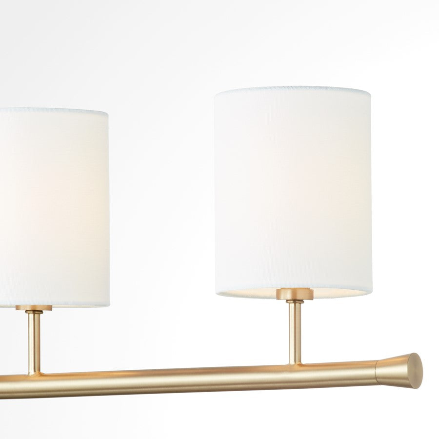7 Light Linear Chandelier, Aged Brass