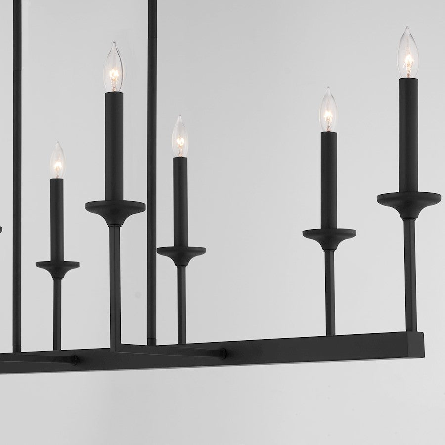 8 Light Linear Chandelier, Matte Black