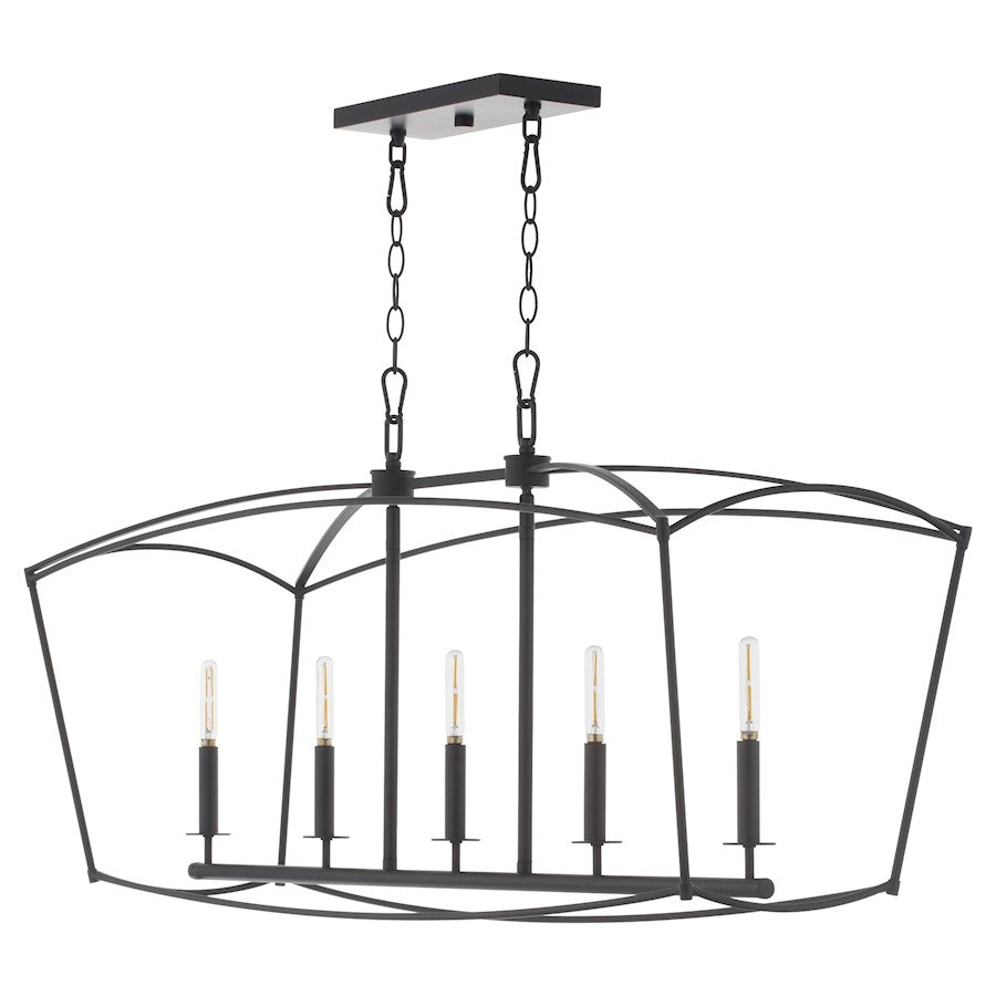 Quorum Mantle 5Lt Linear Chandelier, Matte Black - 6512-5-59