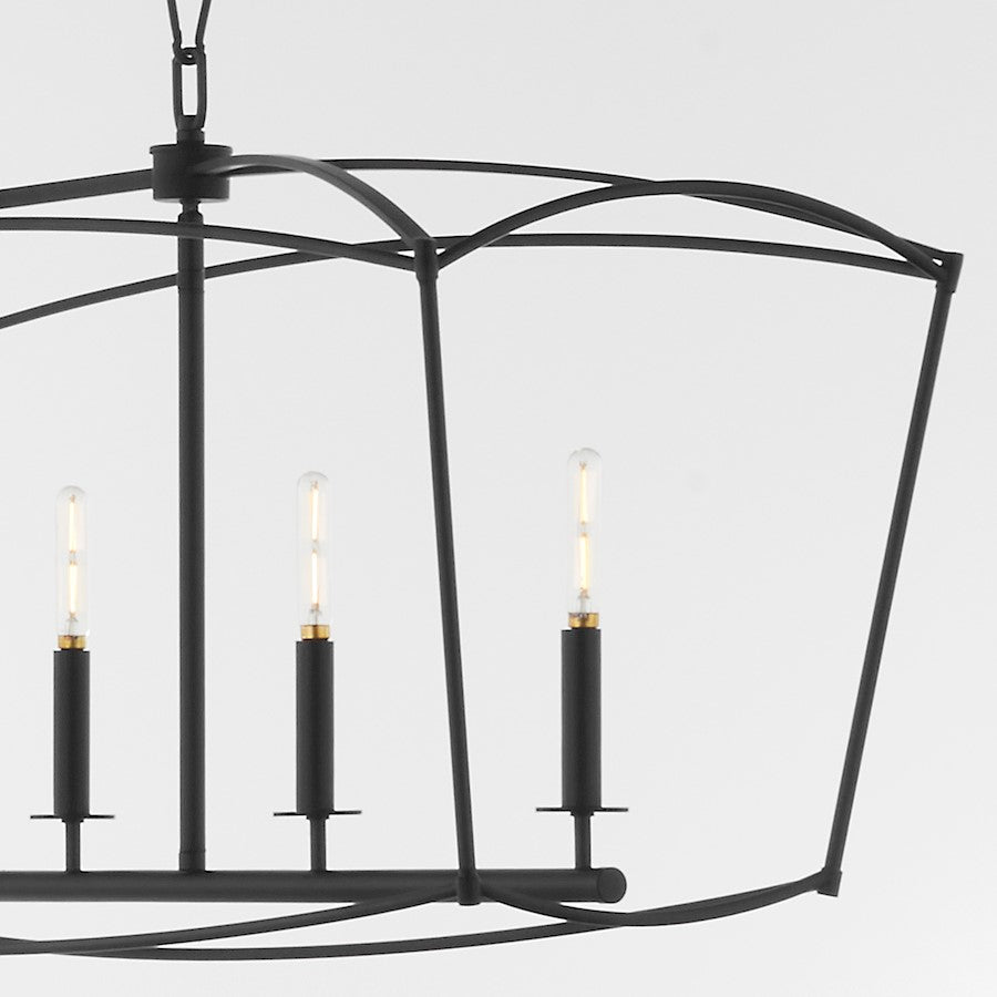 5 Light Linear Chandelier, Matte Black