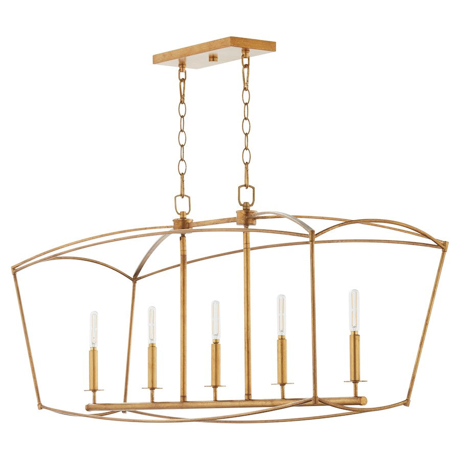 Quorum Mantle 5Lt Linear Chandelier, Gold Leaf - 6512-5-74