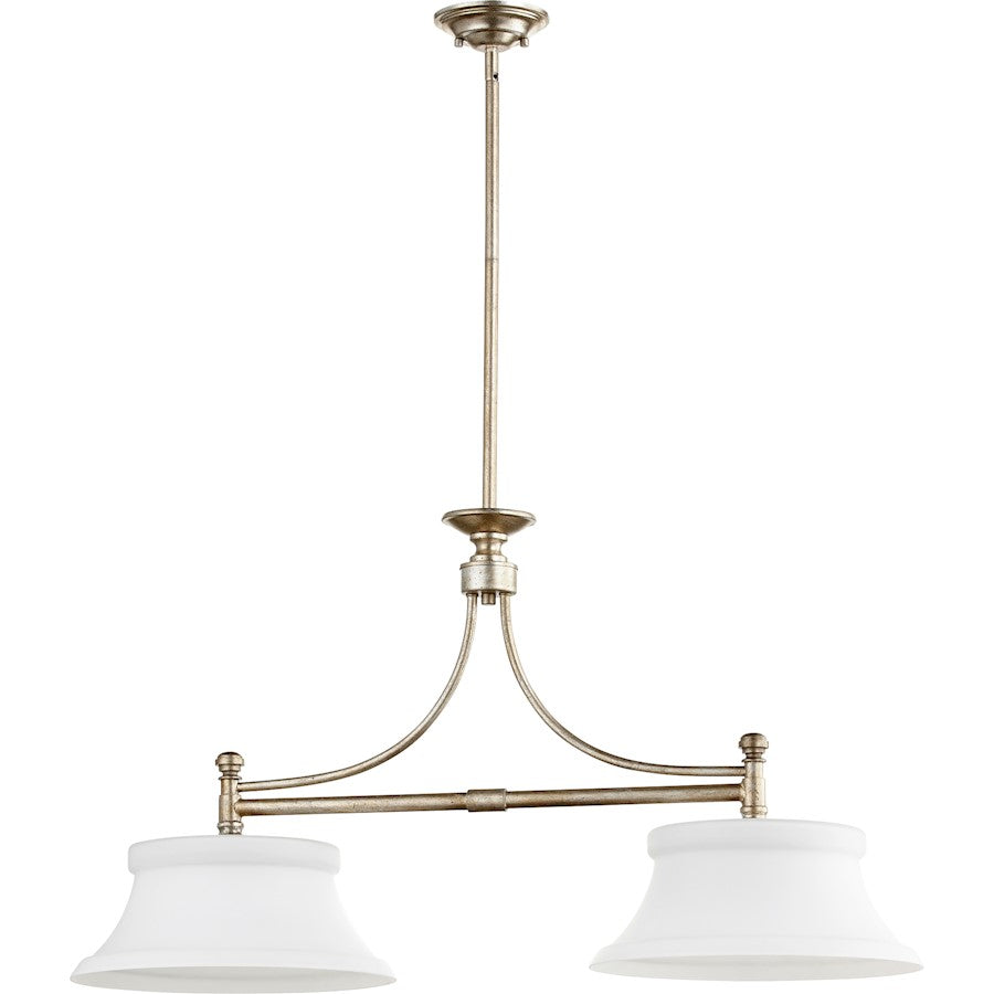 Quorum Rossington 2 Light 13.5' Island, Aged Silver Leaf