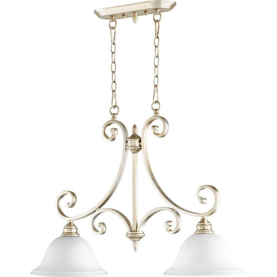 Quorum Bryant 2 Light 10' Island, Aged Silver Leaf