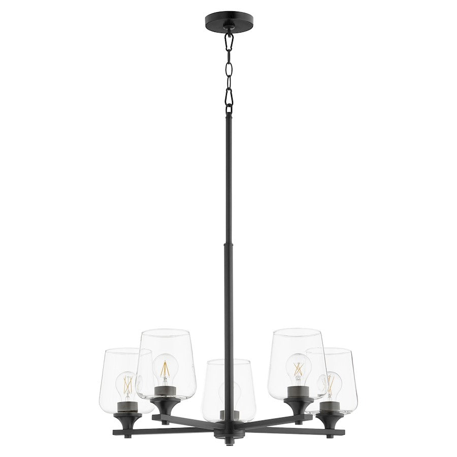 Quorum Veno 5Lt Chandelier, Matte Black/Clear - 658-5-59