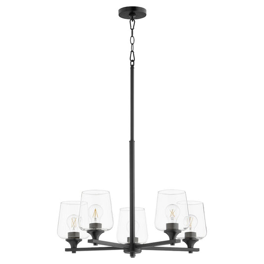 Quorum Veno 5Lt Chandelier, Matte Black/Clear - 658-5-59