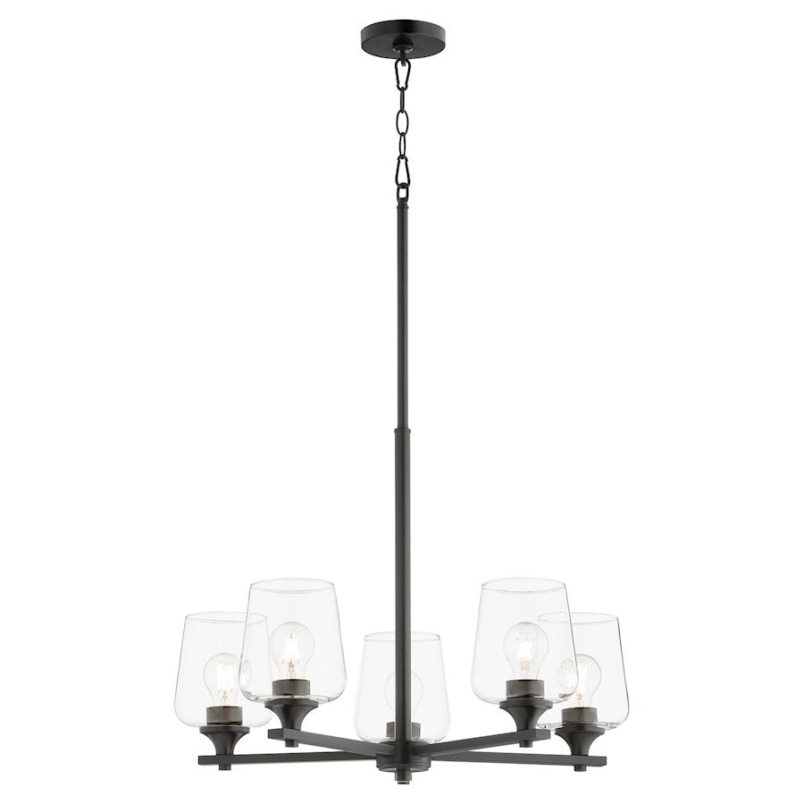 5 Light Chandelier, Matte Black