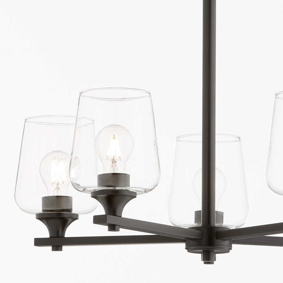 5 Light Chandelier, Matte Black
