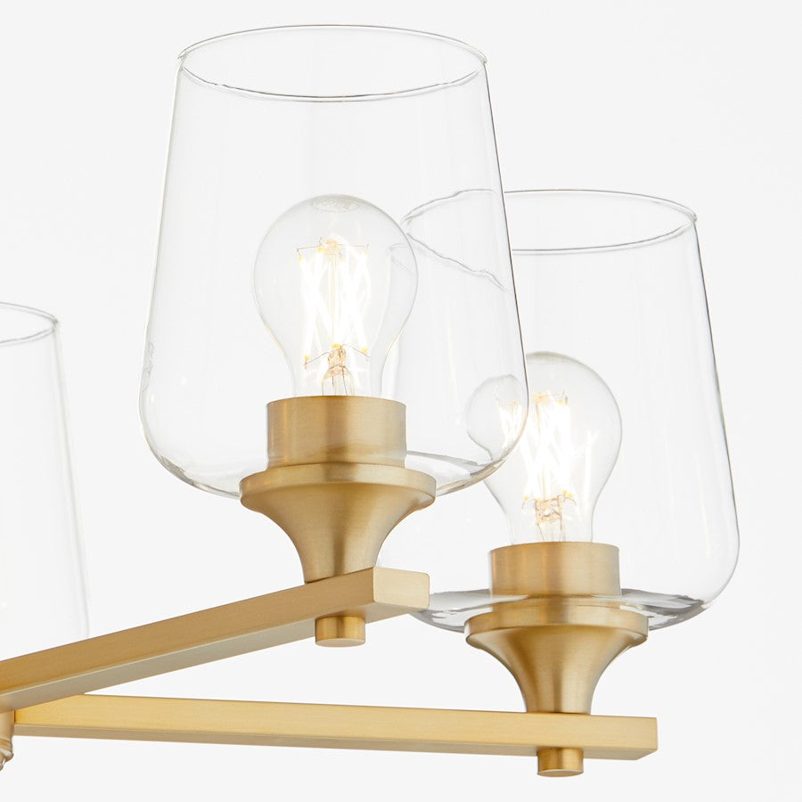 5 Light Chandelier, Aged Brass