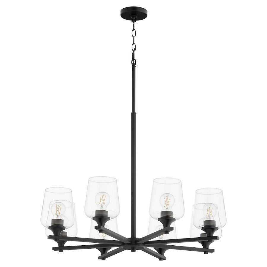 Quorum Veno 8Lt Chandelier, Matte Black/Clear - 658-8-59