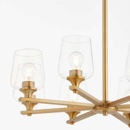 8 Light Chandelier, Aged Brass
