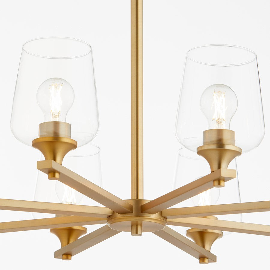 8 Light Chandelier, Aged Brass