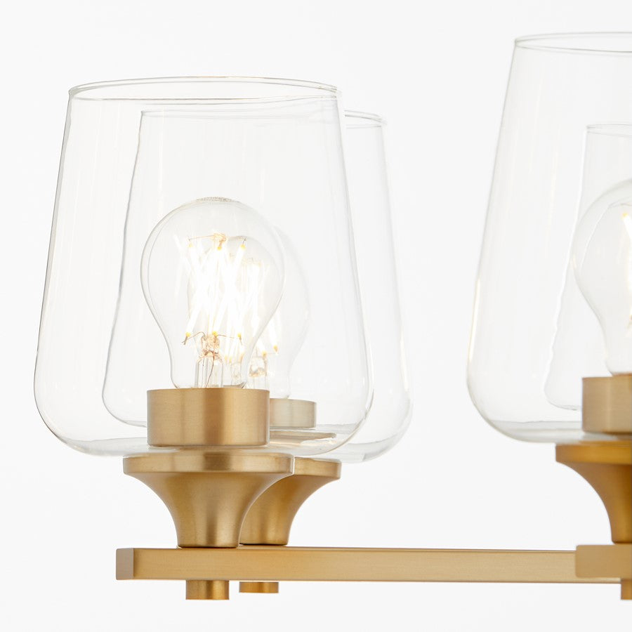 8 Light Chandelier, Aged Brass