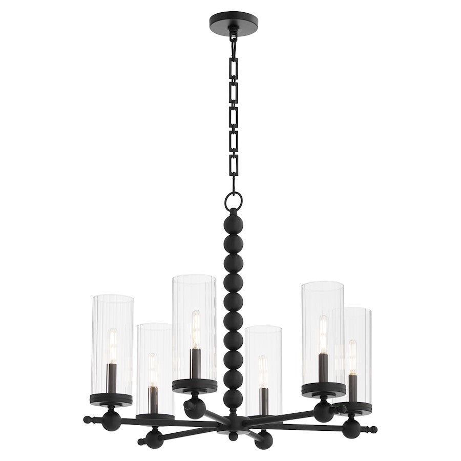 6 Light Chandelier, Matte Black