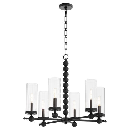 6 Light Chandelier, Matte Black