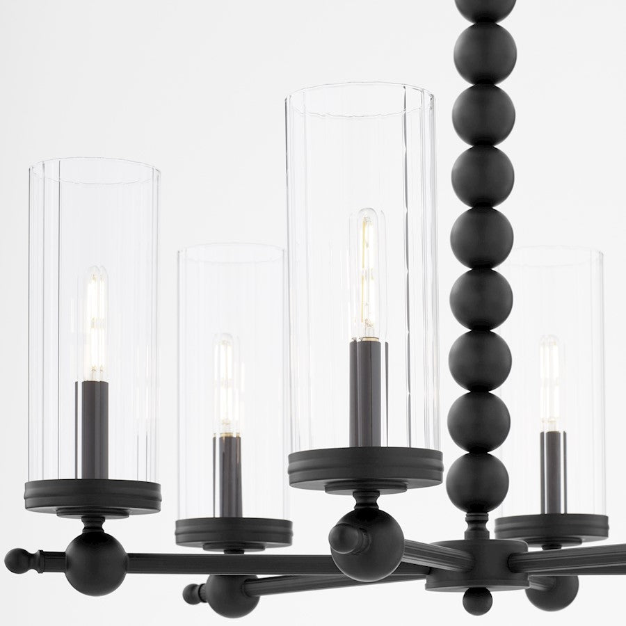 6 Light Chandelier, Matte Black