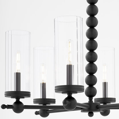 6 Light Chandelier, Matte Black