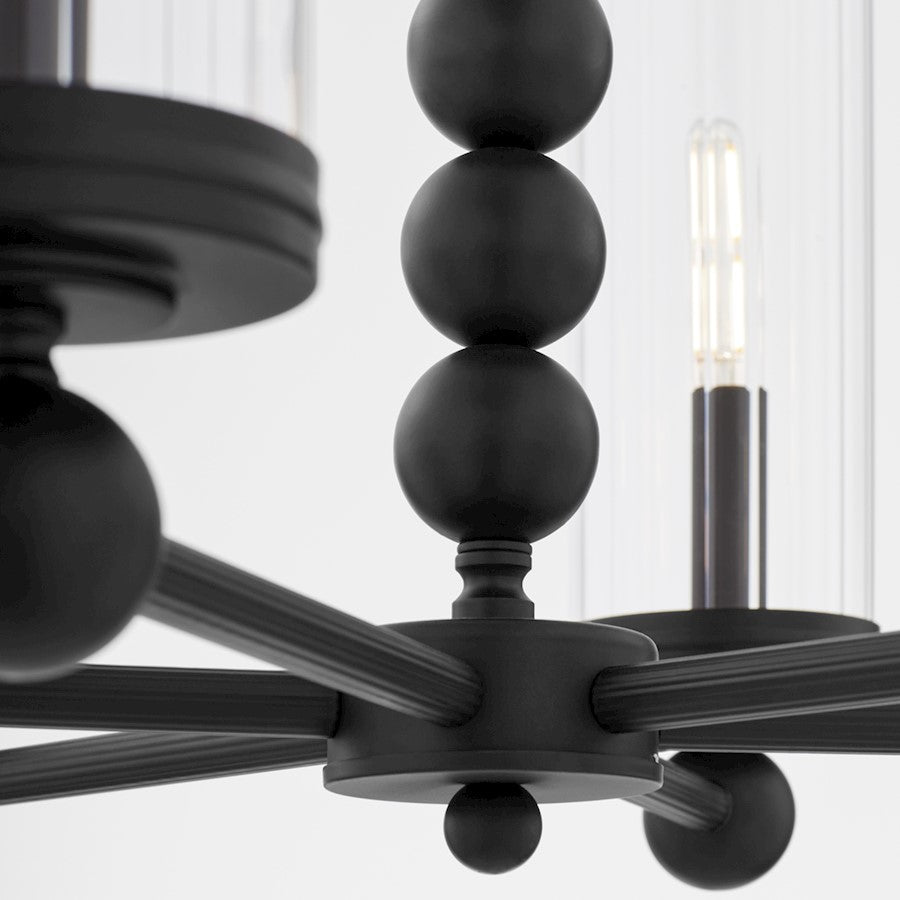6 Light Chandelier, Matte Black