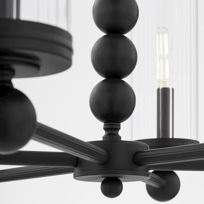 6 Light Chandelier, Matte Black
