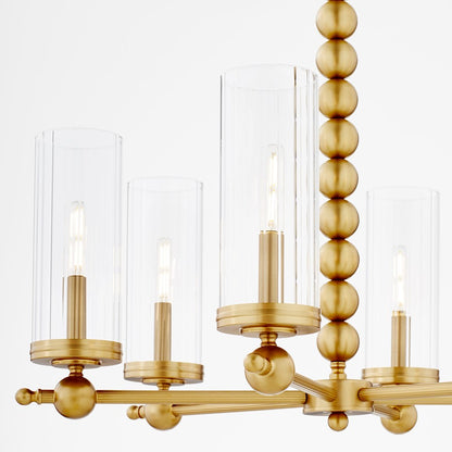 6 Light Chandelier, Aged Brass