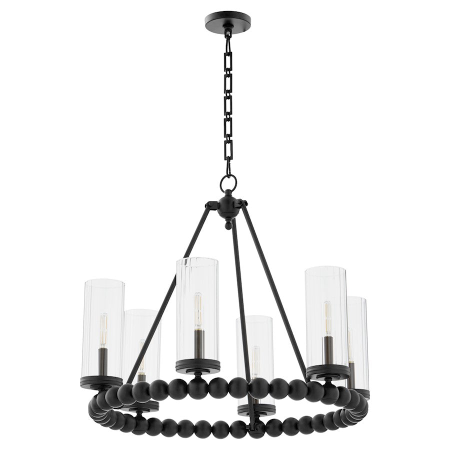 Quorum Lee Blvd 6Lt Ring Chandelier, Matte Black/Clear/Fluted - 661-6-59