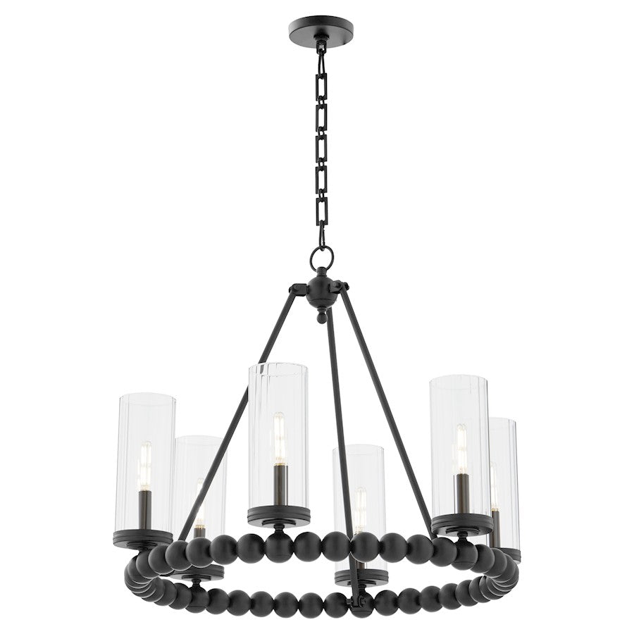 6 Light Ring Chandelier, Matte Black