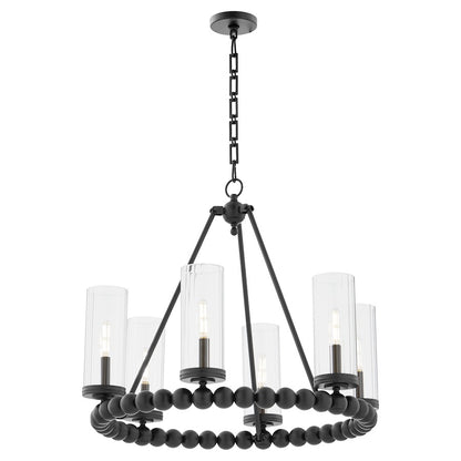 6 Light Ring Chandelier, Matte Black