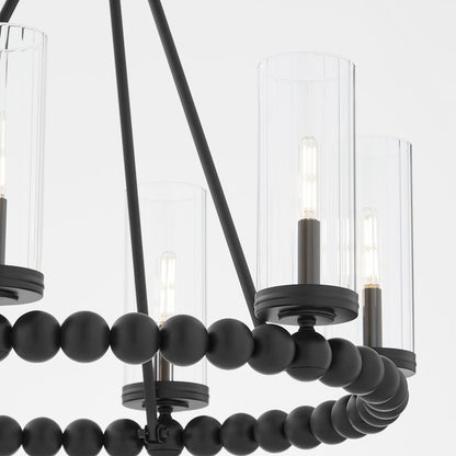 6 Light Ring Chandelier, Matte Black