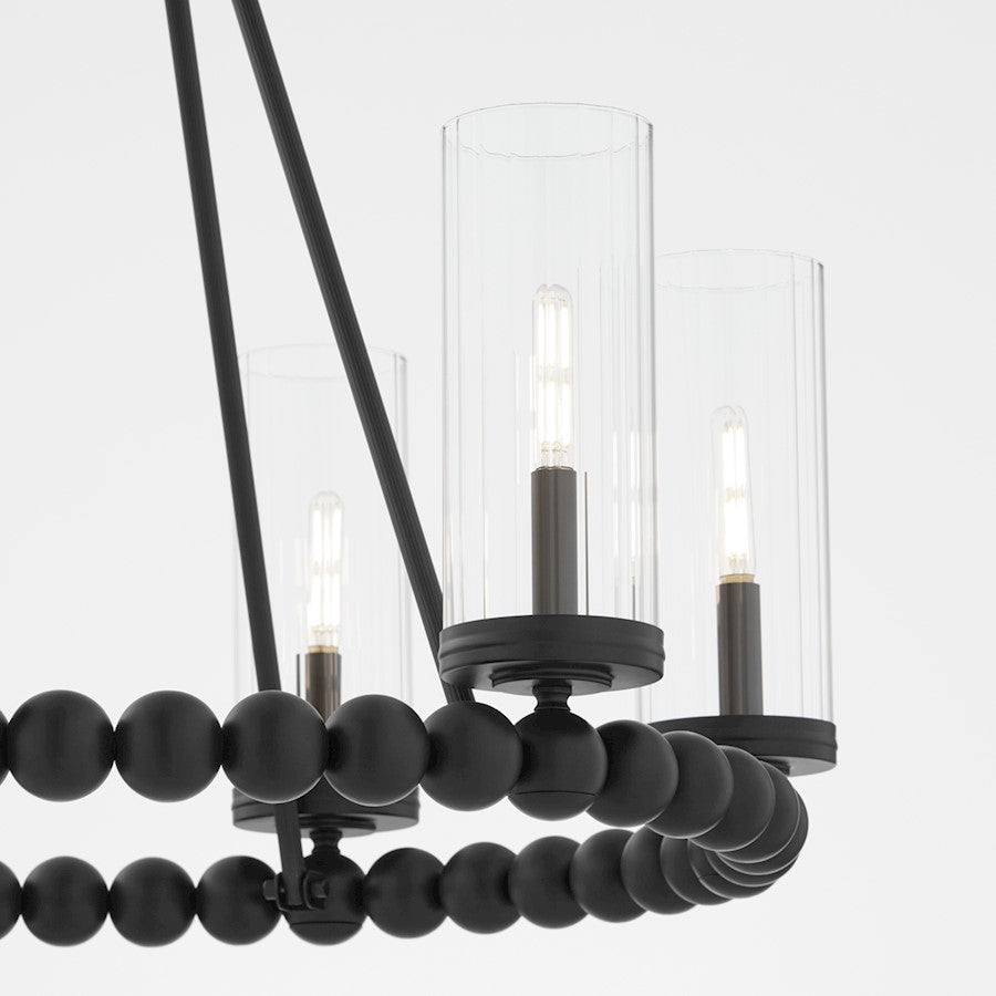 6 Light Ring Chandelier, Matte Black