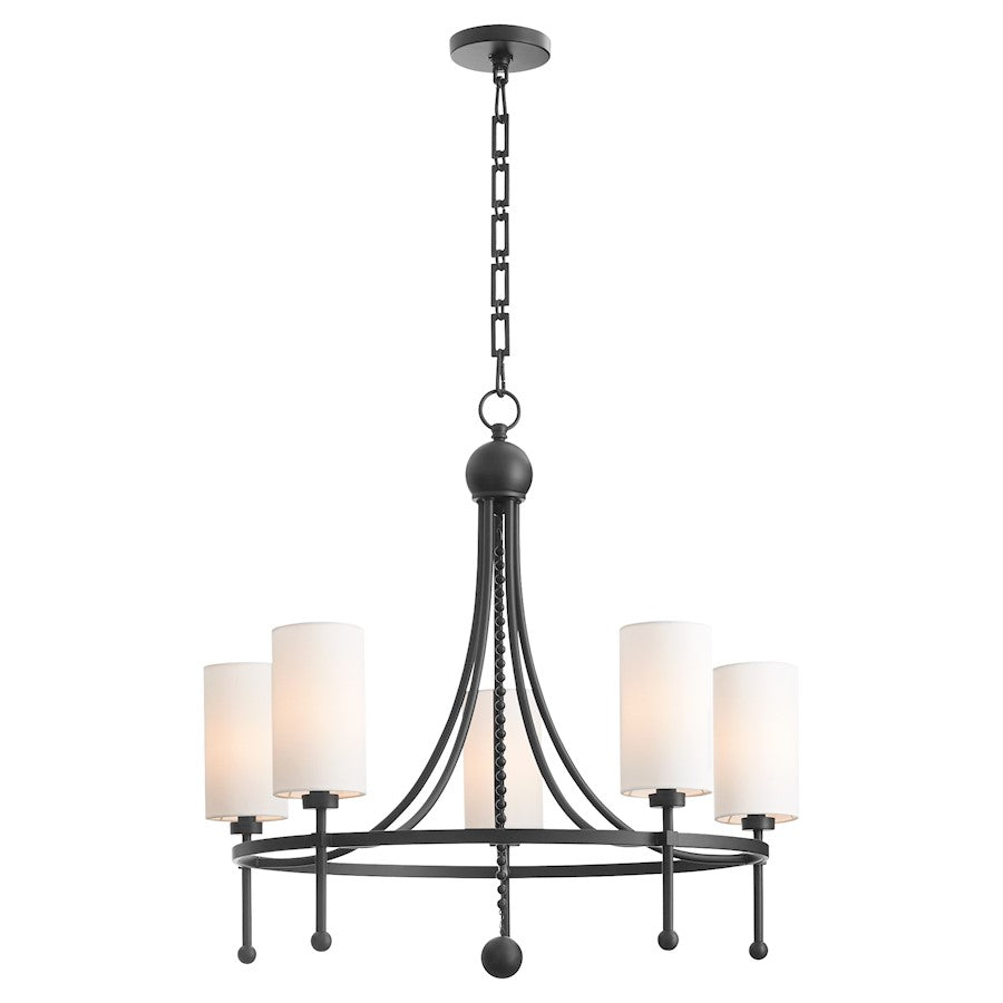 5 Light Bead Chandelier, Matte Black