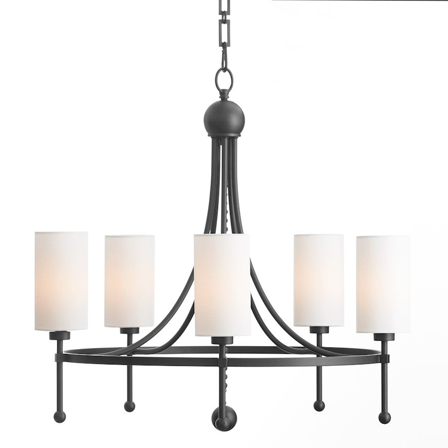 5 Light Bead Chandelier, Matte Black