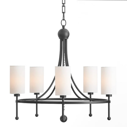 5 Light Bead Chandelier, Matte Black