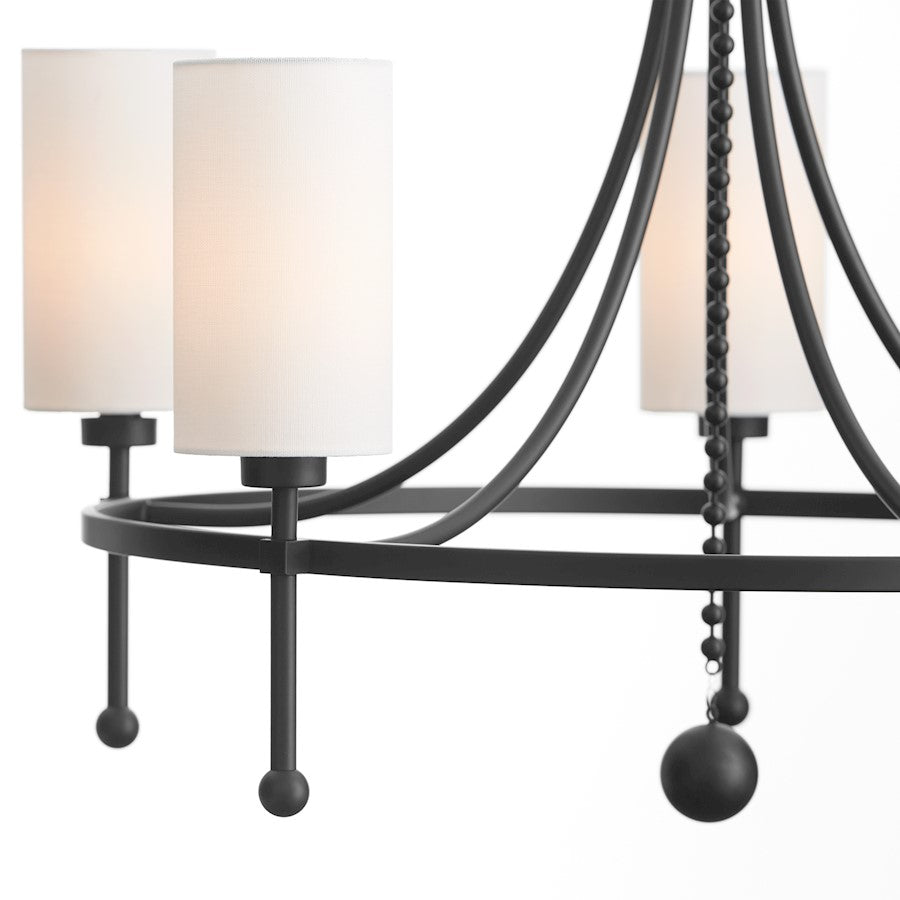 5 Light Bead Chandelier, Matte Black
