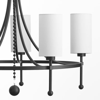 5 Light Bead Chandelier, Matte Black