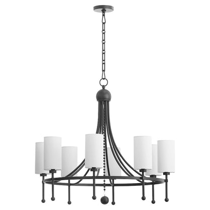 Quorum Lee Blvd 8Lt Bead Chandelier, Matte Black/White - 664-8-59