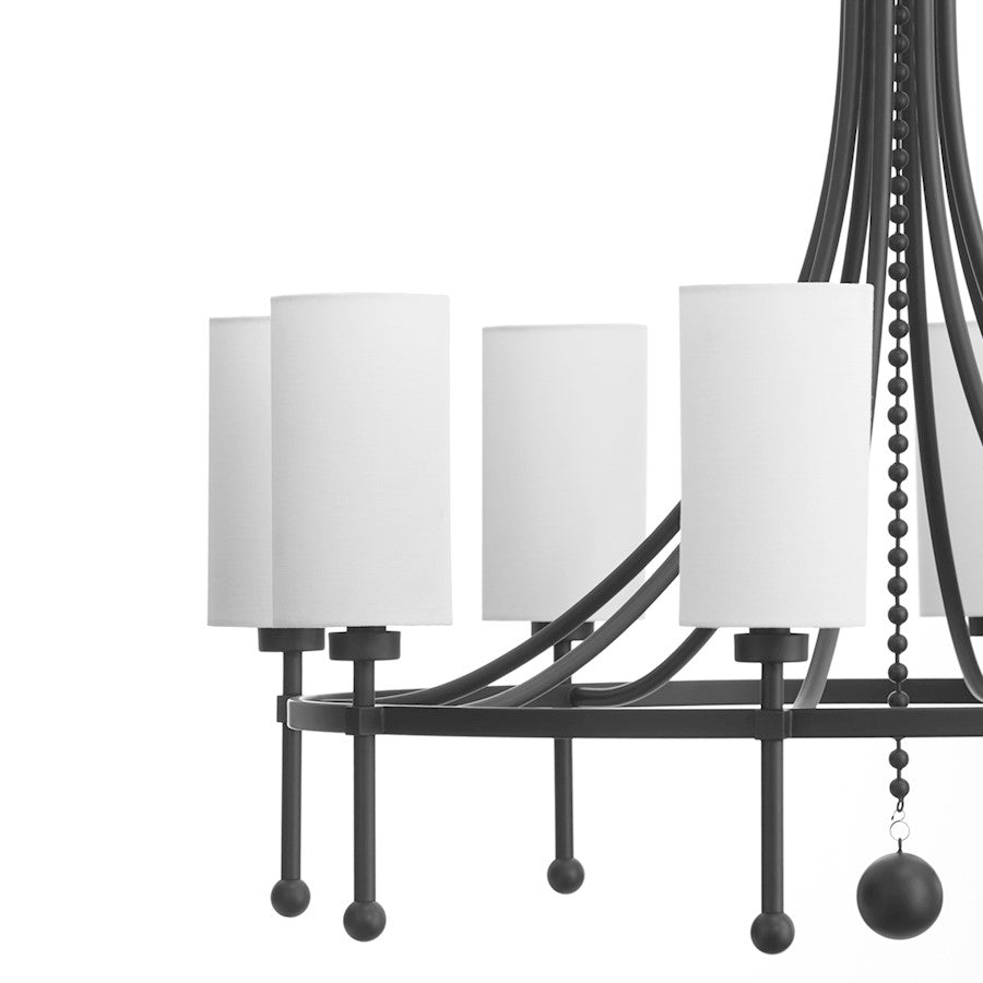 8 Light Bead Chandelier, Matte Black