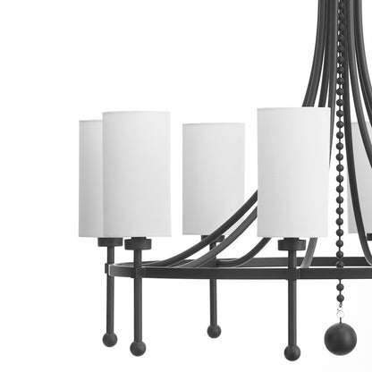 8 Light Bead Chandelier, Matte Black