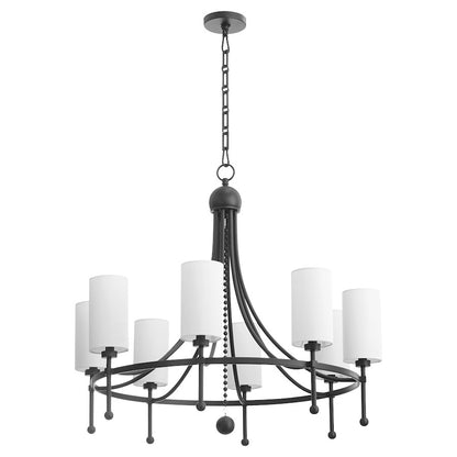 8 Light Bead Chandelier, Matte Black