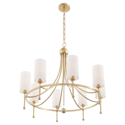 8 Light Bead Chandelier, Aged Brass