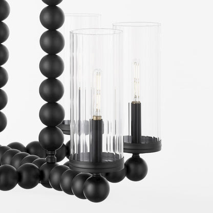 6 Light Linear Chandelier, Matte Black