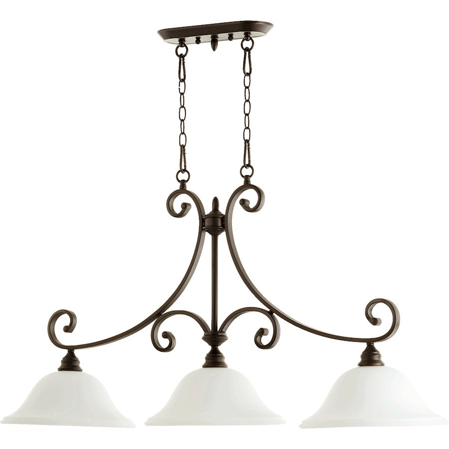 Quorum Bryant 3 Light 13' Island, Oiled Bronze/Satin Opal