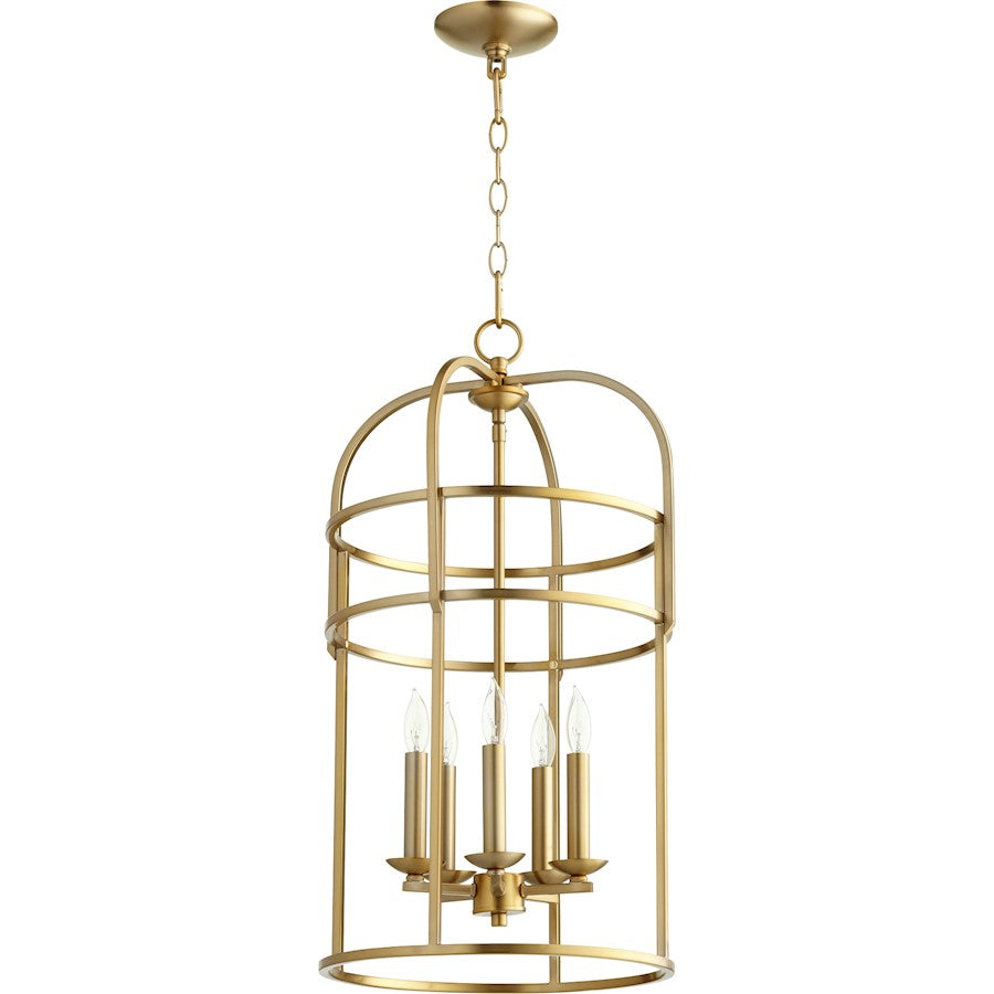 Quorum 5 Light 14" Entry, Aged Brass